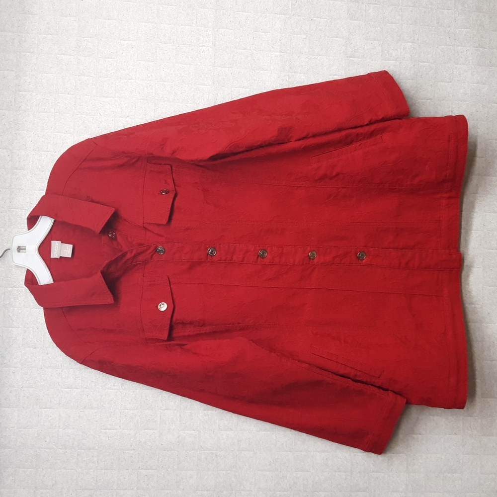 Chico's Classic Red Button-Front Jacket